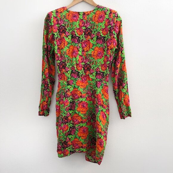 NWOT ZARA Long Sleeve Floral Print Mini Dress Size Small - Picture 3 of 11